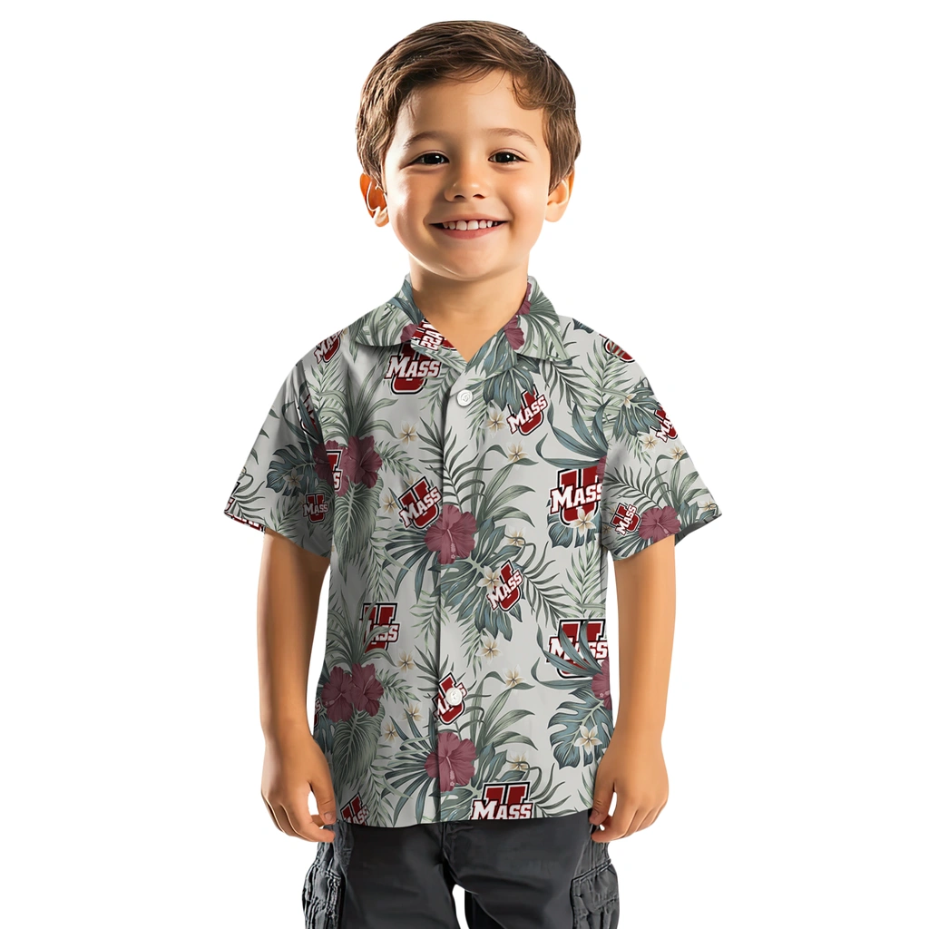 UMass Minutemen Hawaiian Shirt - Hibiscus Designs umass minutemen hibiscus designs beige hawaiian shirts top rated