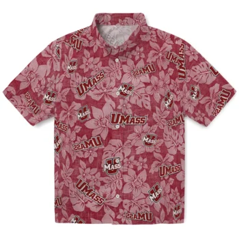 umass minutemen hibiscus oasis red hawaiian shirts best selling