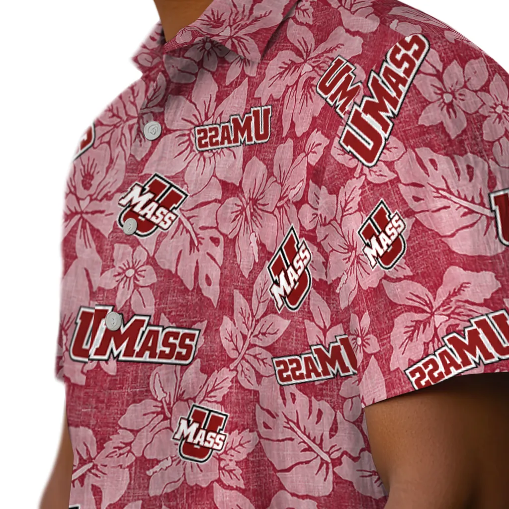 UMass Minutemen Hawaiian Shirt - Hibiscus Oasis umass minutemen hibiscus oasis red hawaiian shirts trendy