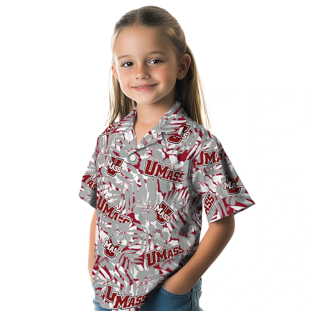 UMass Minutemen Hawaiian Shirt - Hibiscus Overlay umass minutemen hibiscus overlay hawaiian shirts premium grade
