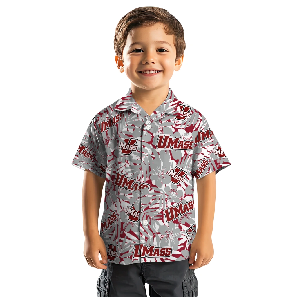 UMass Minutemen Hawaiian Shirt - Hibiscus Overlay umass minutemen hibiscus overlay hawaiian shirts top rated