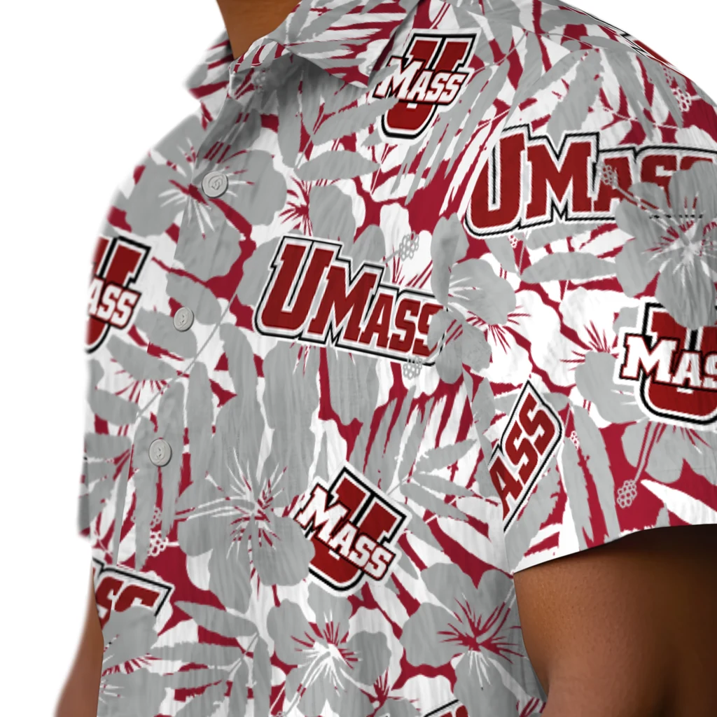 UMass Minutemen Hawaiian Shirt - Hibiscus Overlay umass minutemen hibiscus overlay hawaiian shirts trendy
