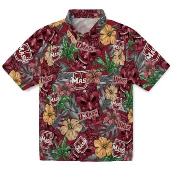umass minutemen tiki jungle red hawaiian shirts best selling