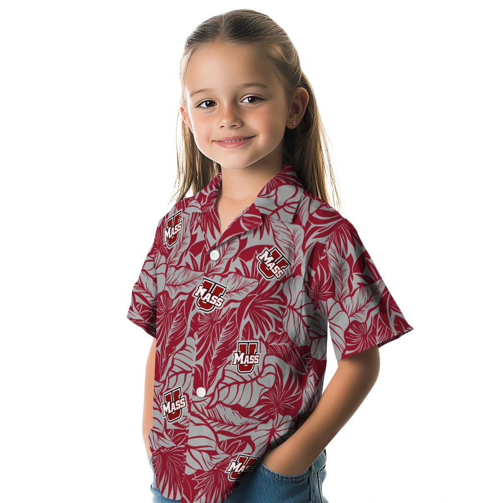 UMass Minutemen Hawaiian Shirt - Monstera Layer umass minutemen monstera layer red hawaiian shirts premium grade