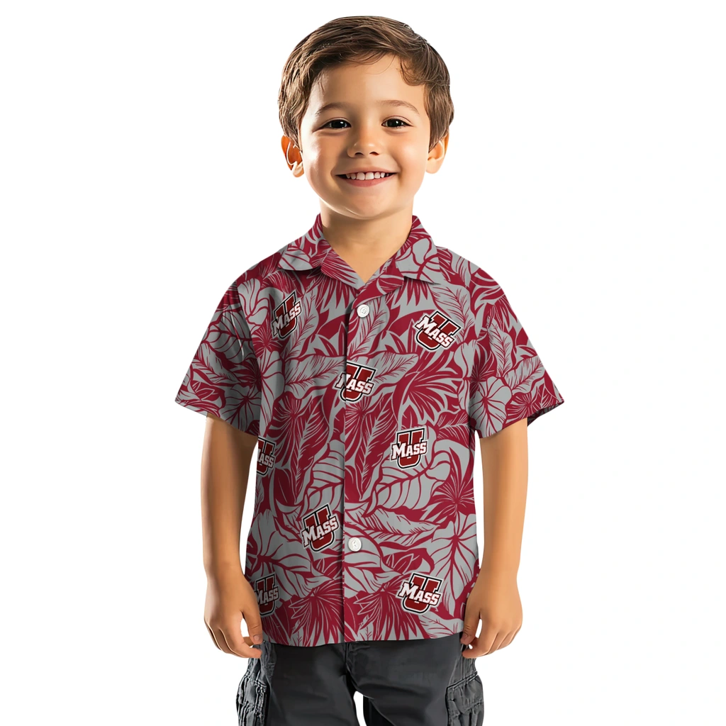 UMass Minutemen Hawaiian Shirt - Monstera Layer umass minutemen monstera layer red hawaiian shirts top rated