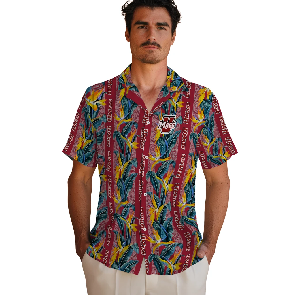 UMass Minutemen Hawaiian Shirt - Paradise Vines umass minutemen paradise vines red hawaiian shirts fashion forward