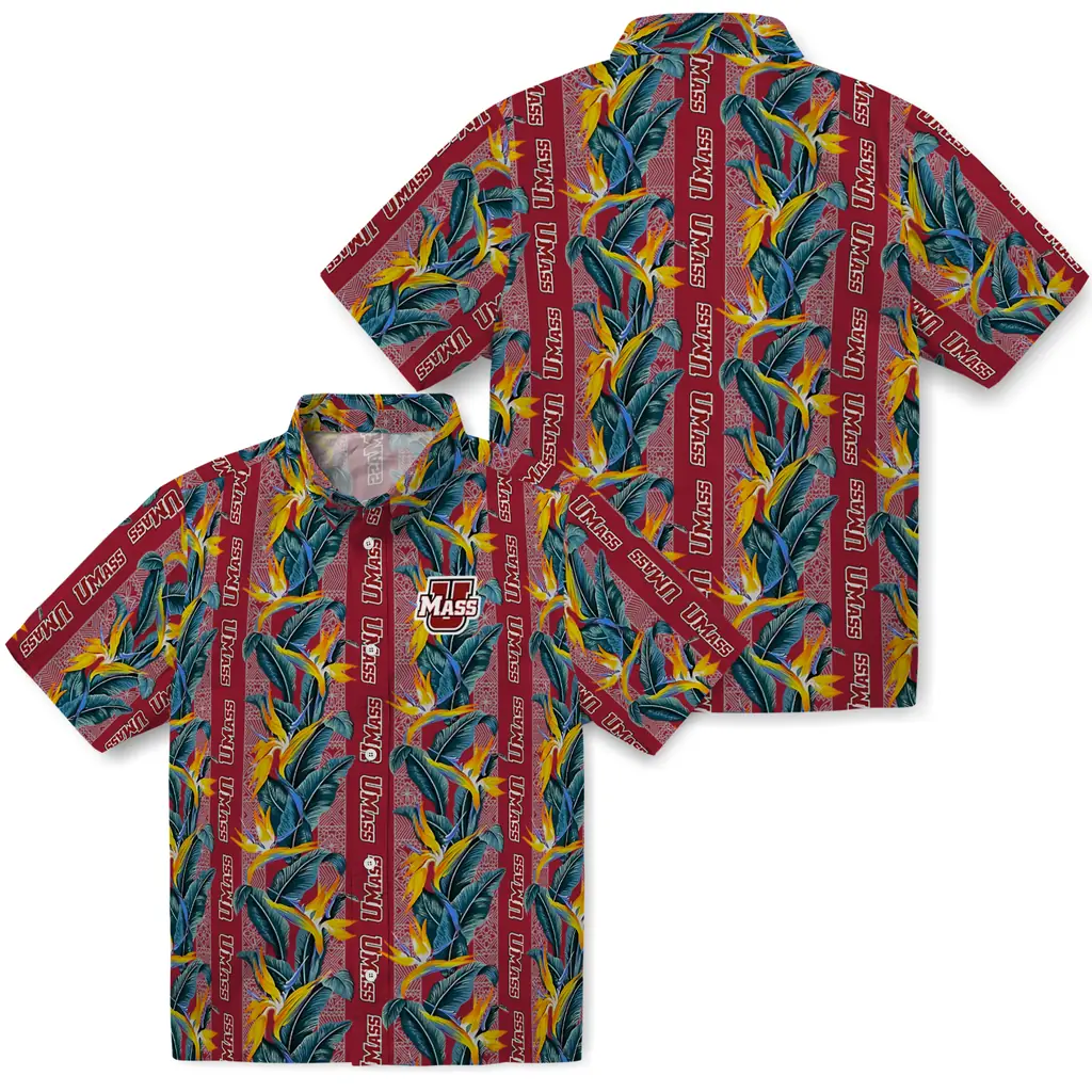 UMass Minutemen Hawaiian Shirt - Paradise Vines umass minutemen paradise vines red hawaiian shirts high quality