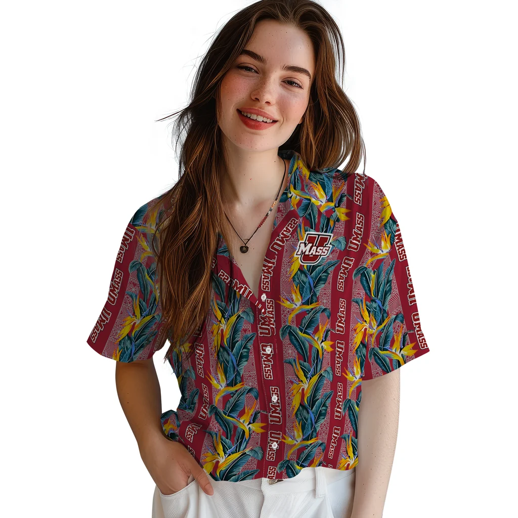 UMass Minutemen Hawaiian Shirt - Paradise Vines umass minutemen paradise vines red hawaiian shirts latest model