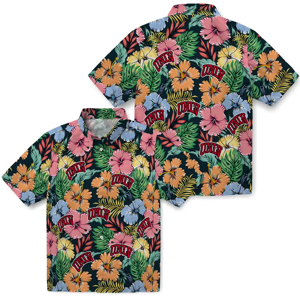 UNLV Rebels Hawaiian Shirt - Brilliant Hibiscus Garden unlv rebels brilliant hibiscus garden hawaiian shirts high quality