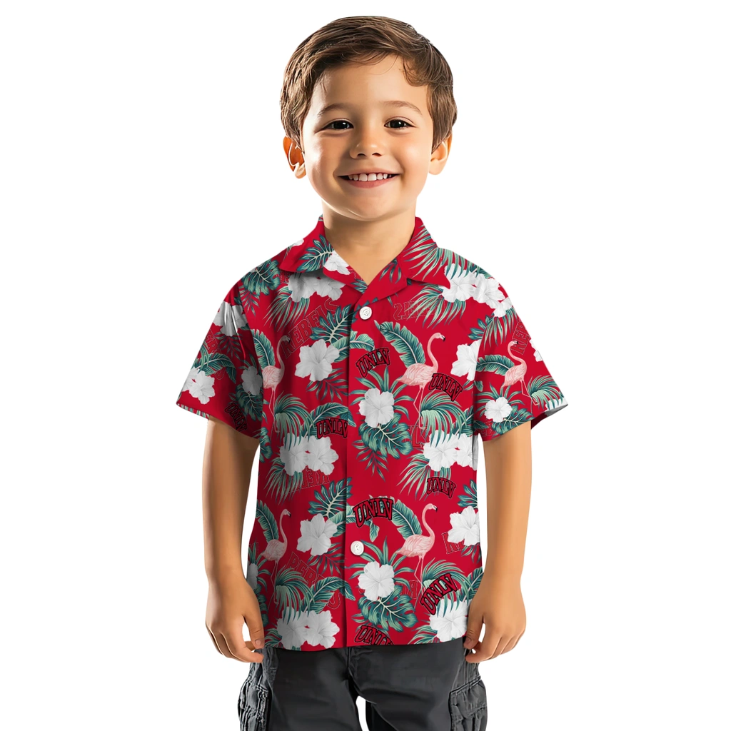 UNLV Rebels Hawaiian Shirt - Flamingo and Hibiscus unlv rebels flamingo palms red hawaiian shirts top rated