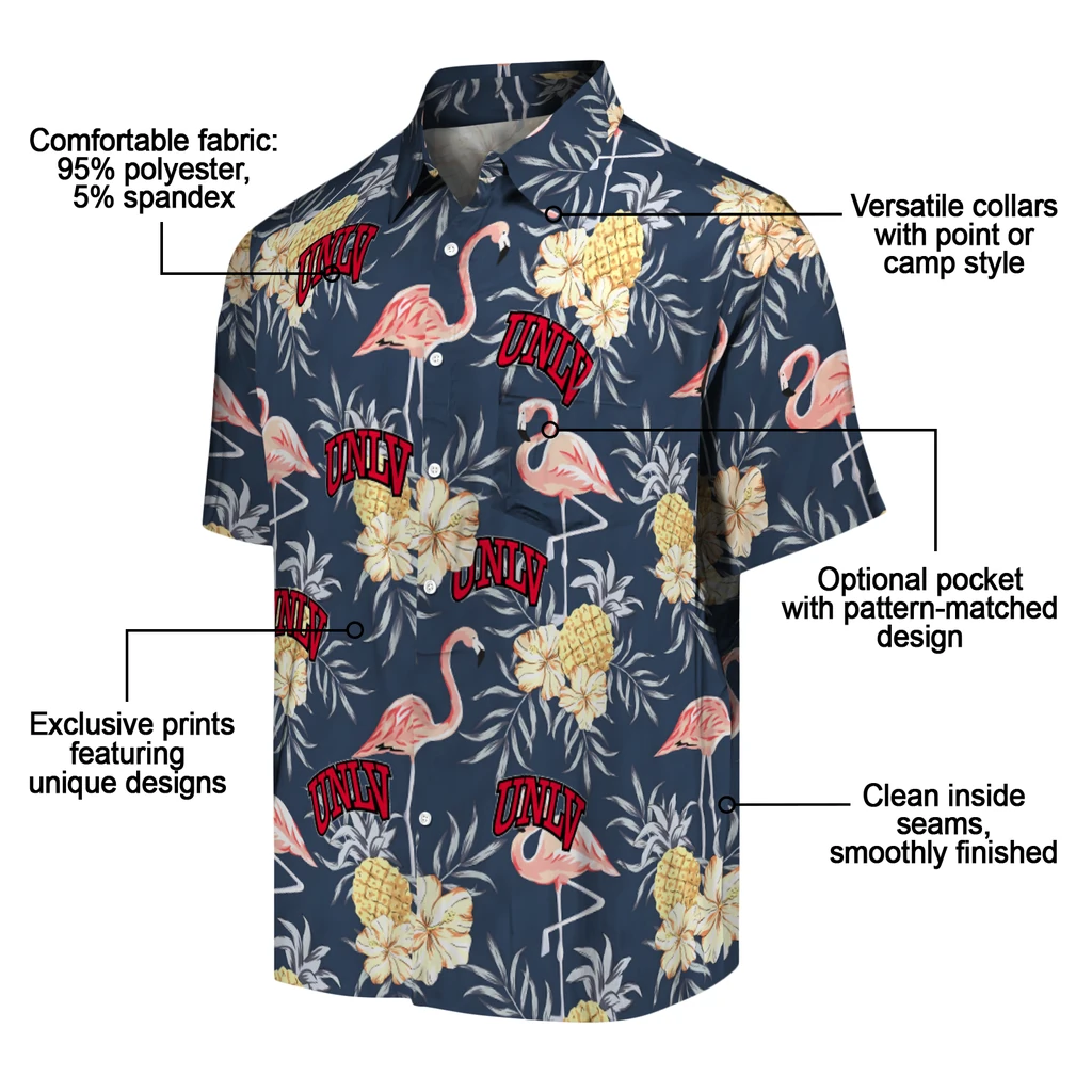 UNLV Rebels Hawaiian Shirt - Flamingo Hibiscus unlv rebels flamingo hibiscus navy hawaiian shirts new arrival