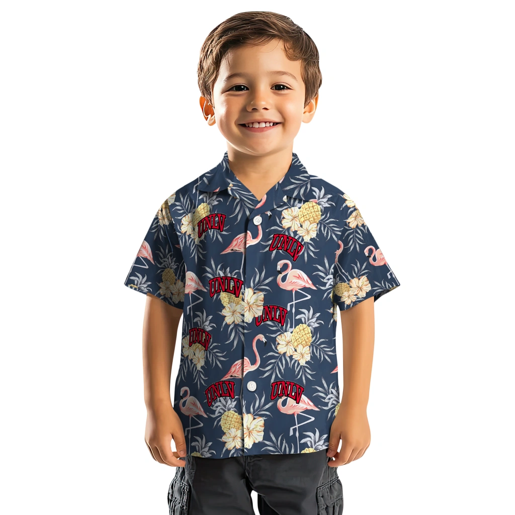 UNLV Rebels Hawaiian Shirt - Flamingo Hibiscus unlv rebels flamingo hibiscus navy hawaiian shirts top rated
