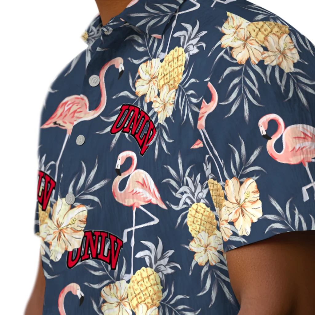 UNLV Rebels Hawaiian Shirt - Flamingo Hibiscus unlv rebels flamingo hibiscus navy hawaiian shirts trendy