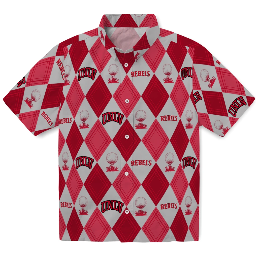 UNLV Rebels Hawaiian Shirt - Golfing Plaid unlv rebels balloon plaid red hawaiian shirts best selling