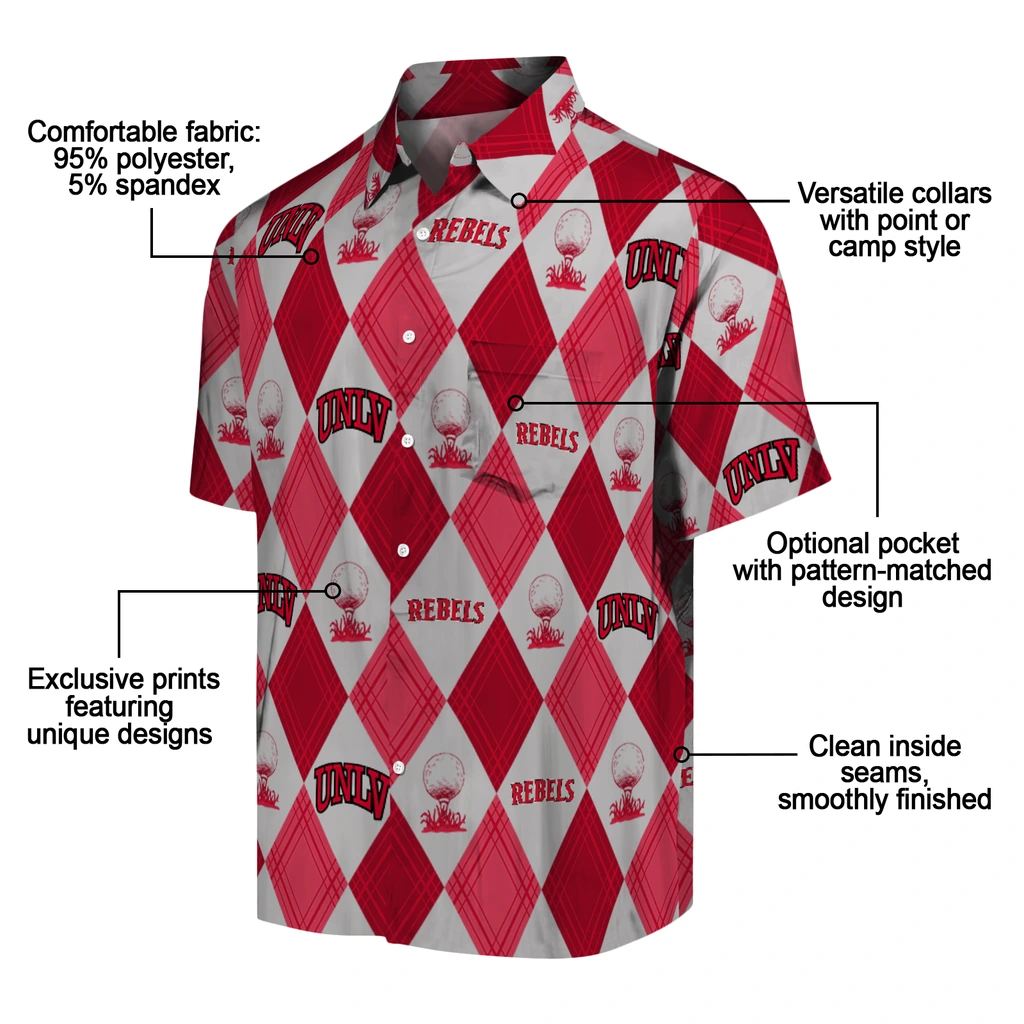 UNLV Rebels Hawaiian Shirt - Golfing Plaid unlv rebels balloon plaid red hawaiian shirts new arrival