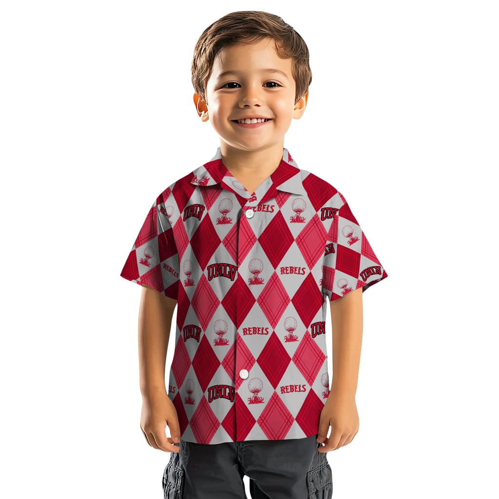 UNLV Rebels Hawaiian Shirt - Golfing Plaid unlv rebels balloon plaid red hawaiian shirts top rated