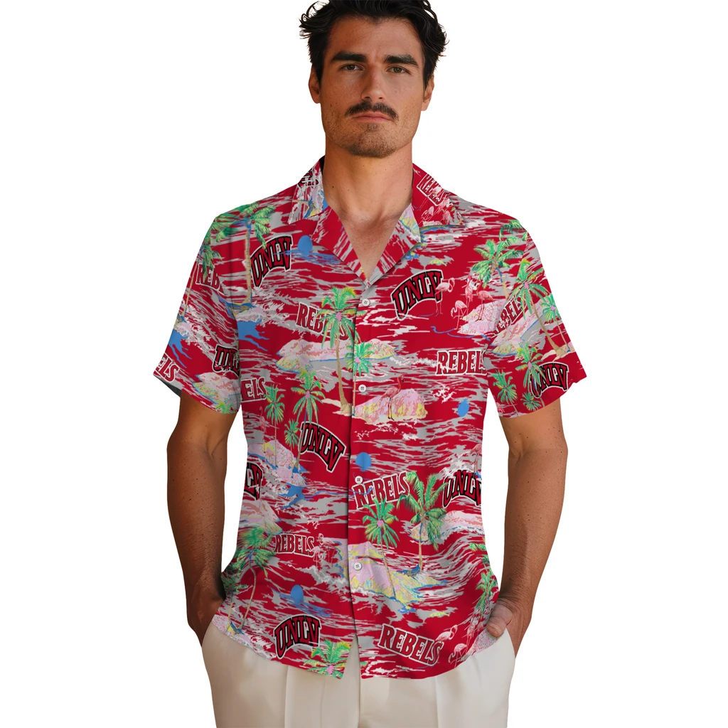 UNLV Rebels Hawaiian Shirt - Hawaii Island unlv rebels flamingo retreat red hawaiian shirts fashion forward