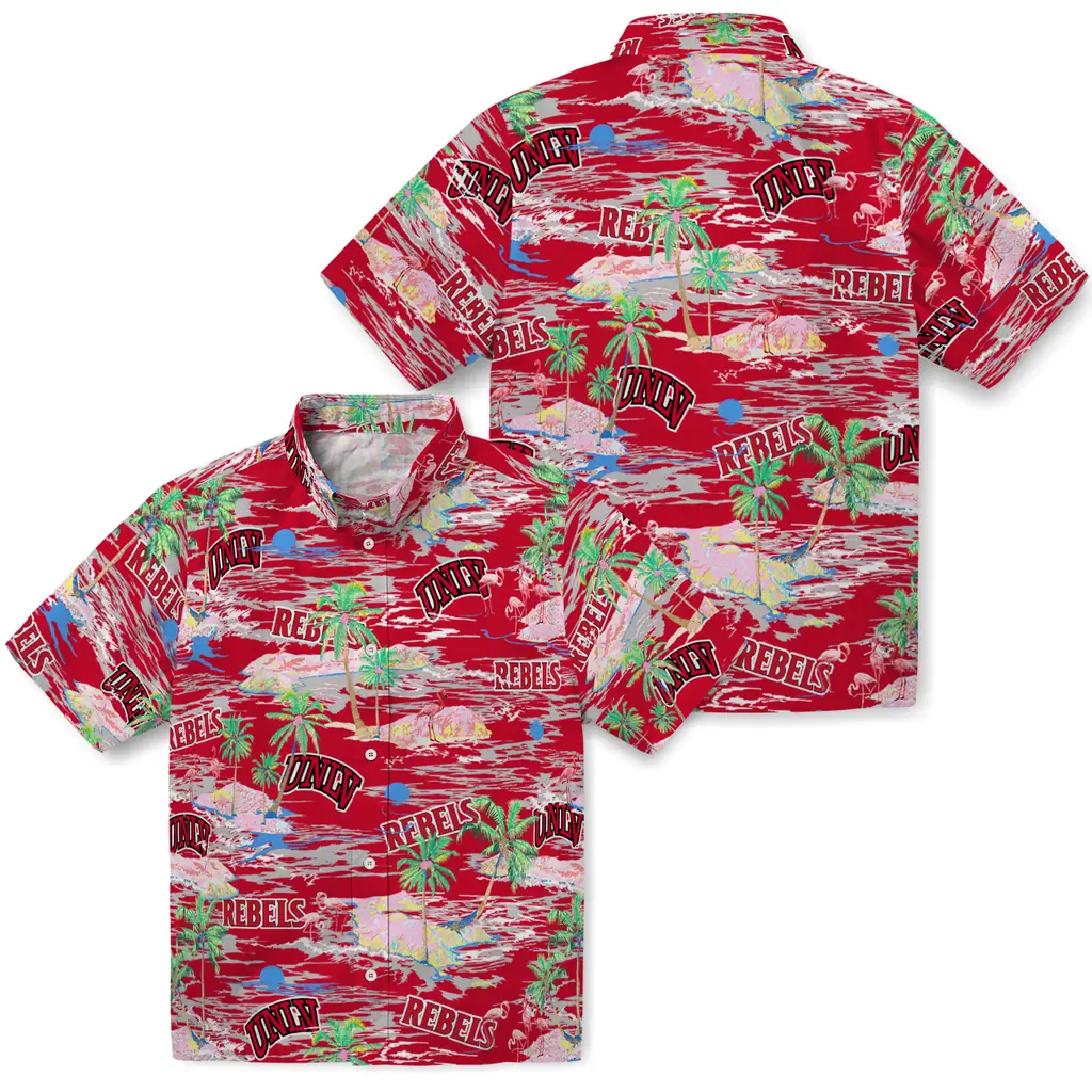 UNLV Rebels Hawaiian Shirt - Hawaii Island unlv rebels flamingo retreat red hawaiian shirts high quality
