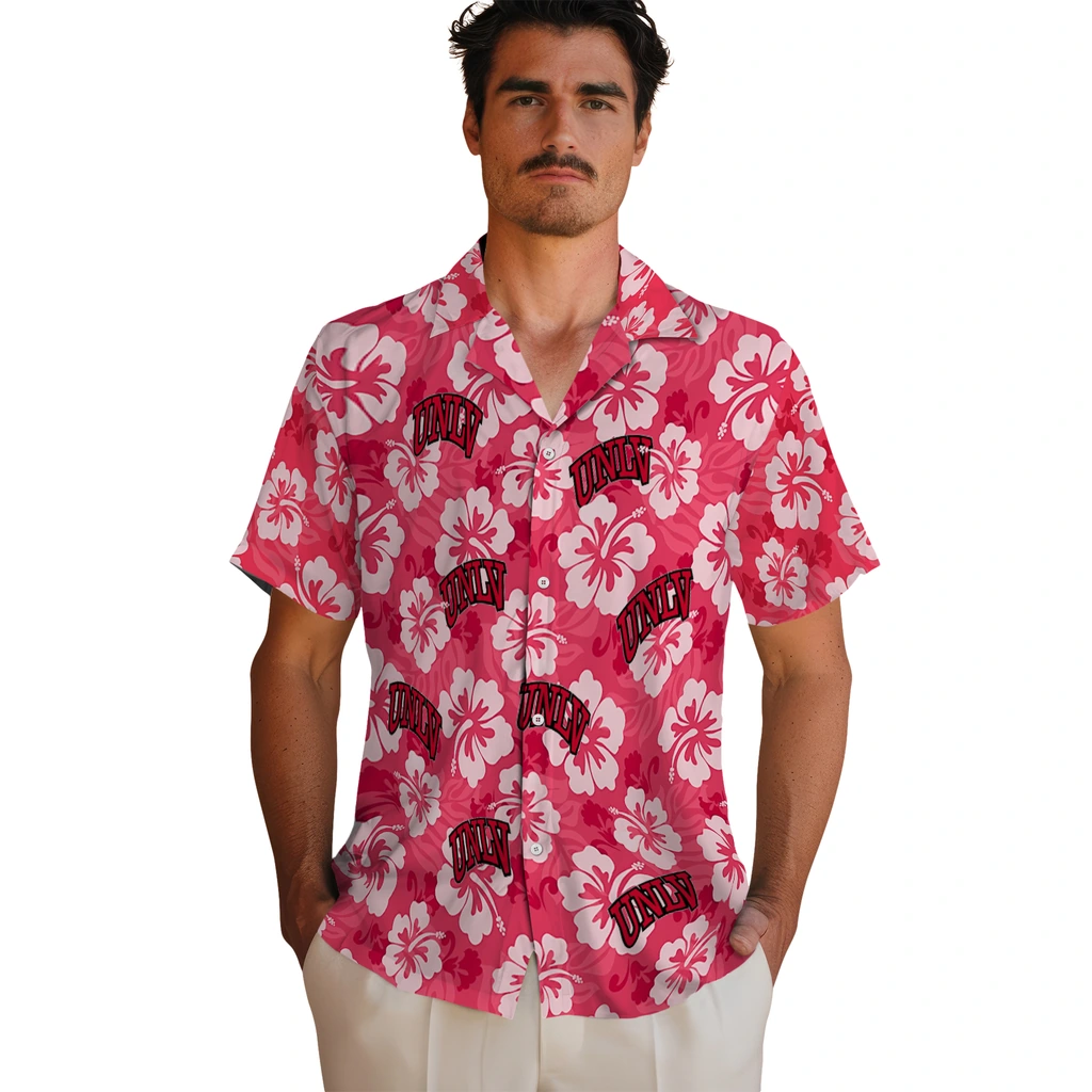 UNLV Rebels Hawaiian Shirt - Hibiscus Cluster unlv rebels hibiscus cluster red hawaiian shirts fashion forward