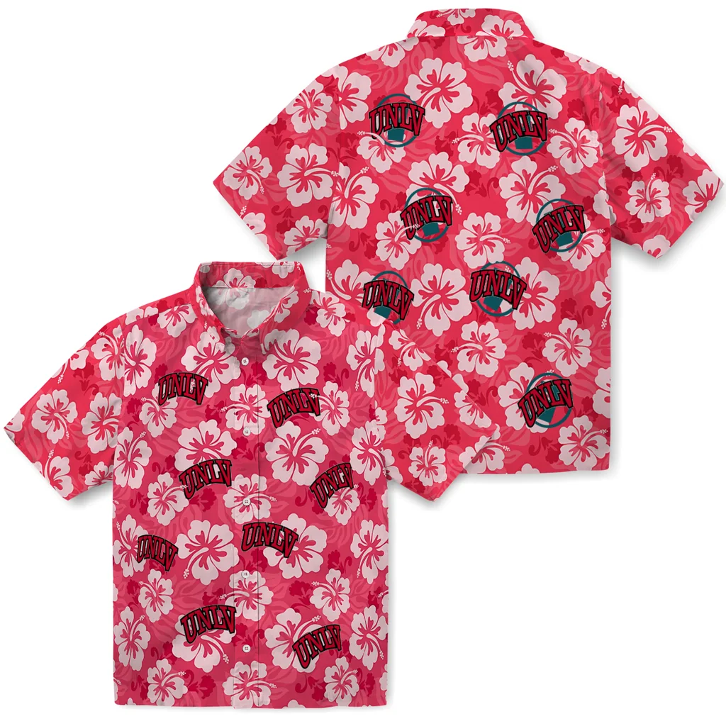 UNLV Rebels Hawaiian Shirt - Hibiscus Cluster unlv rebels hibiscus cluster red hawaiian shirts high quality