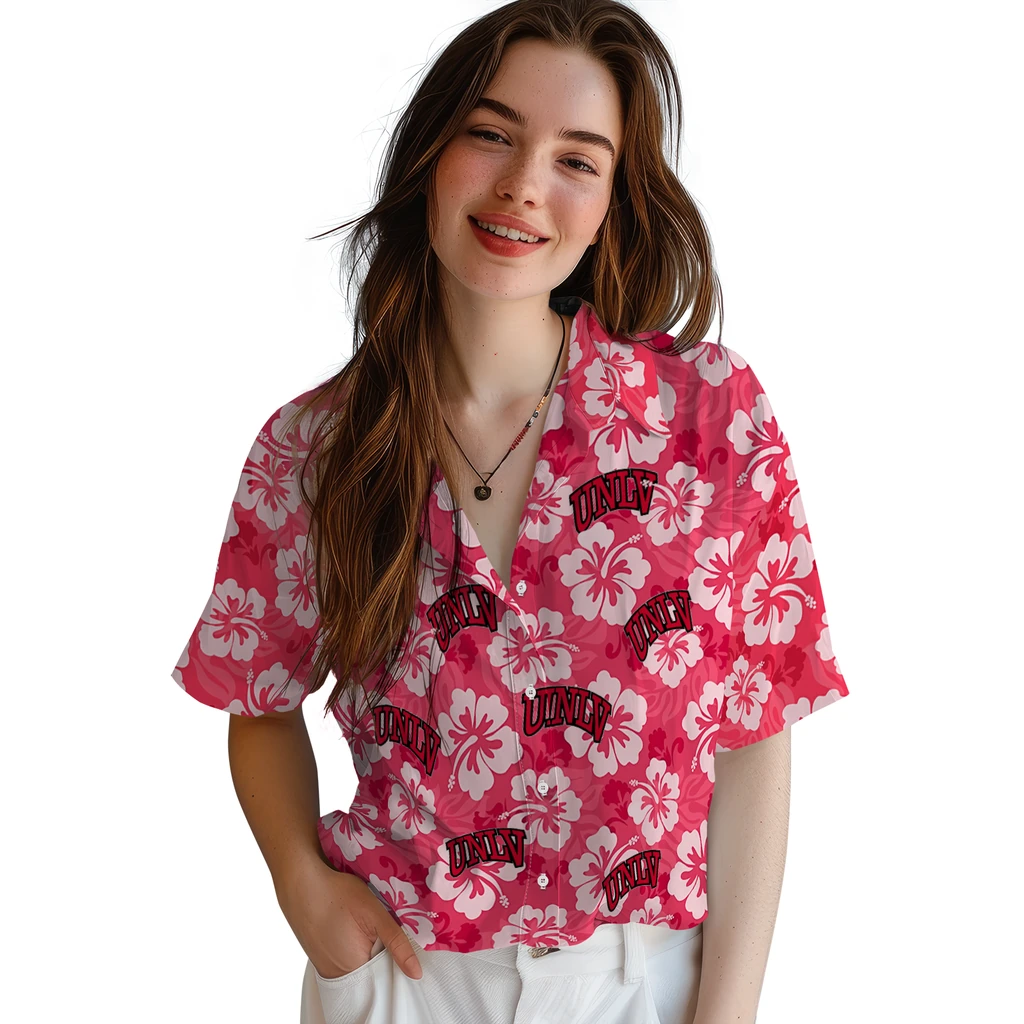 UNLV Rebels Hawaiian Shirt - Hibiscus Cluster unlv rebels hibiscus cluster red hawaiian shirts latest model