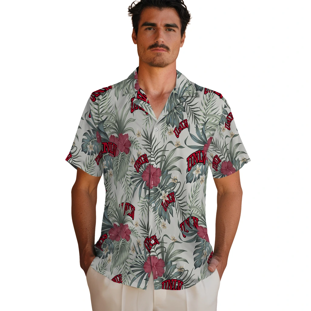 UNLV Rebels Hawaiian Shirt - Hibiscus Designs unlv rebels hibiscus designs beige hawaiian shirts fashion forward