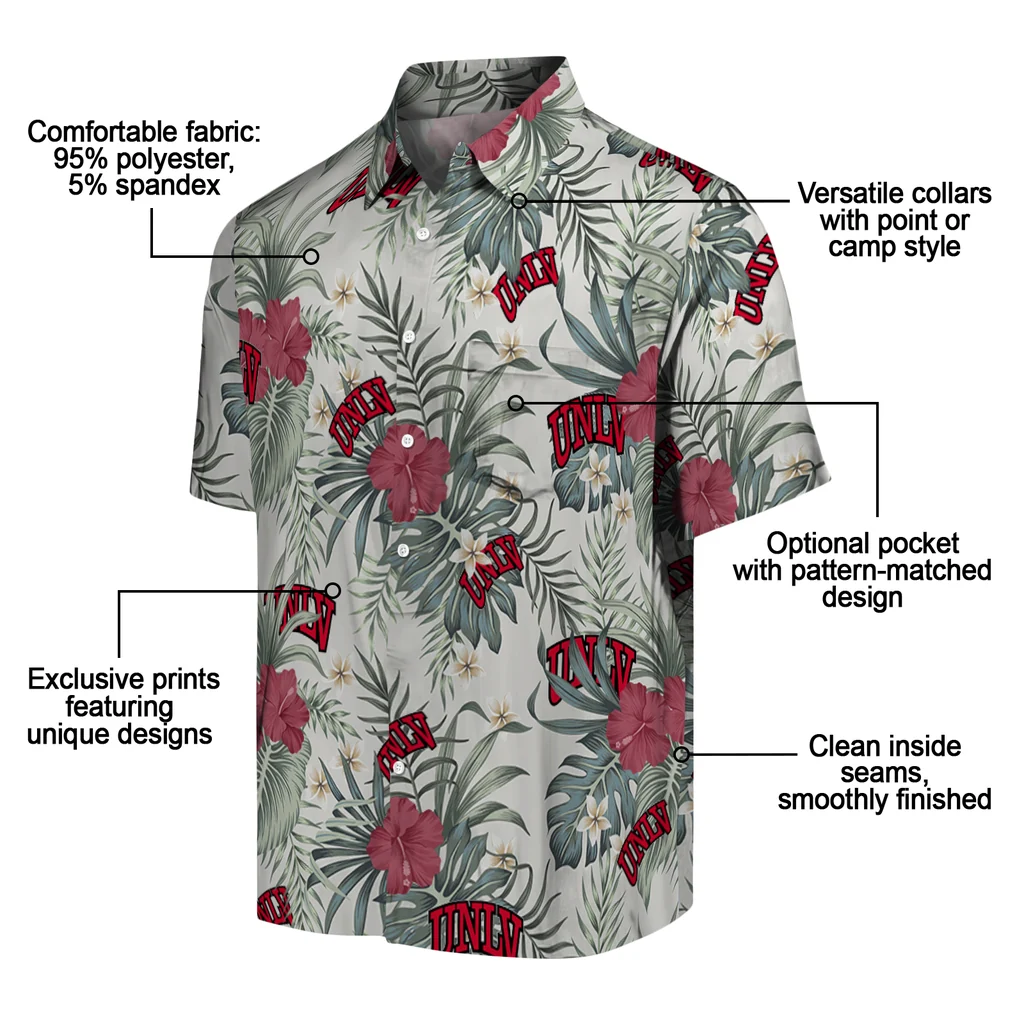 UNLV Rebels Hawaiian Shirt - Hibiscus Designs unlv rebels hibiscus designs beige hawaiian shirts new arrival