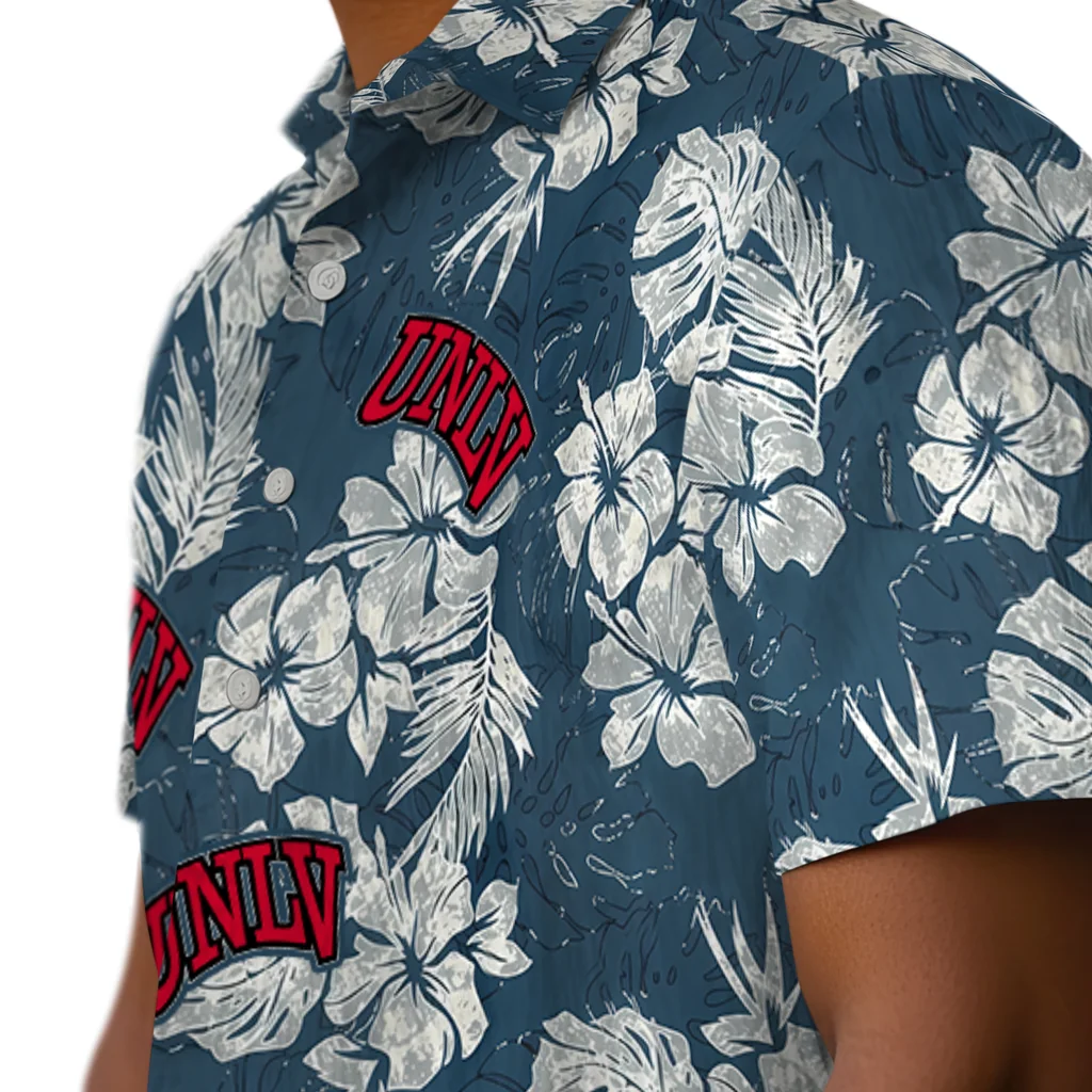 UNLV Rebels Hawaiian Shirt - Hibiscus Flowers unlv rebels hibiscus flowers navy blue hawaiian shirts trendy