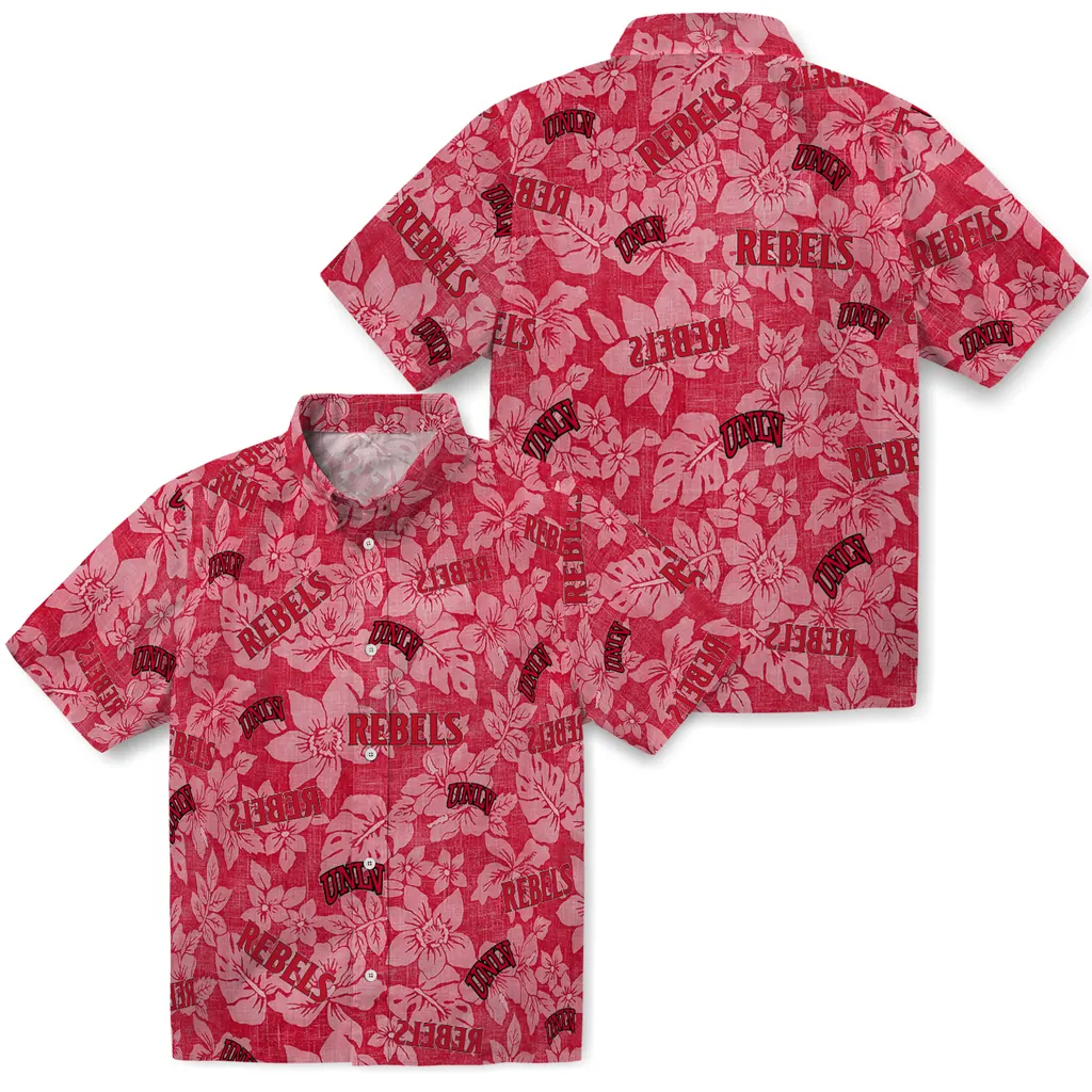 UNLV Rebels Hawaiian Shirt - Hibiscus Oasis unlv rebels hibiscus oasis red hawaiian shirts high quality