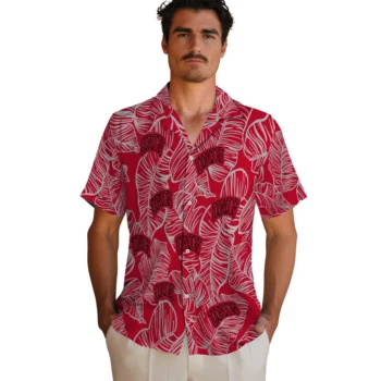 unlv rebels leaf outline red hawaiian shirts fashion forward