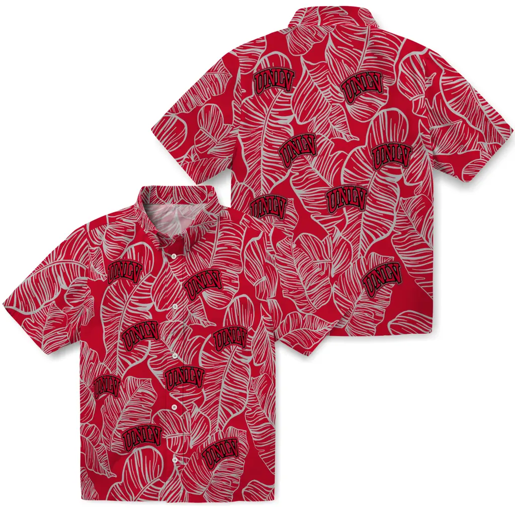 UNLV Rebels Hawaiian Shirt - Leaf Outline unlv rebels leaf outline red hawaiian shirts high quality