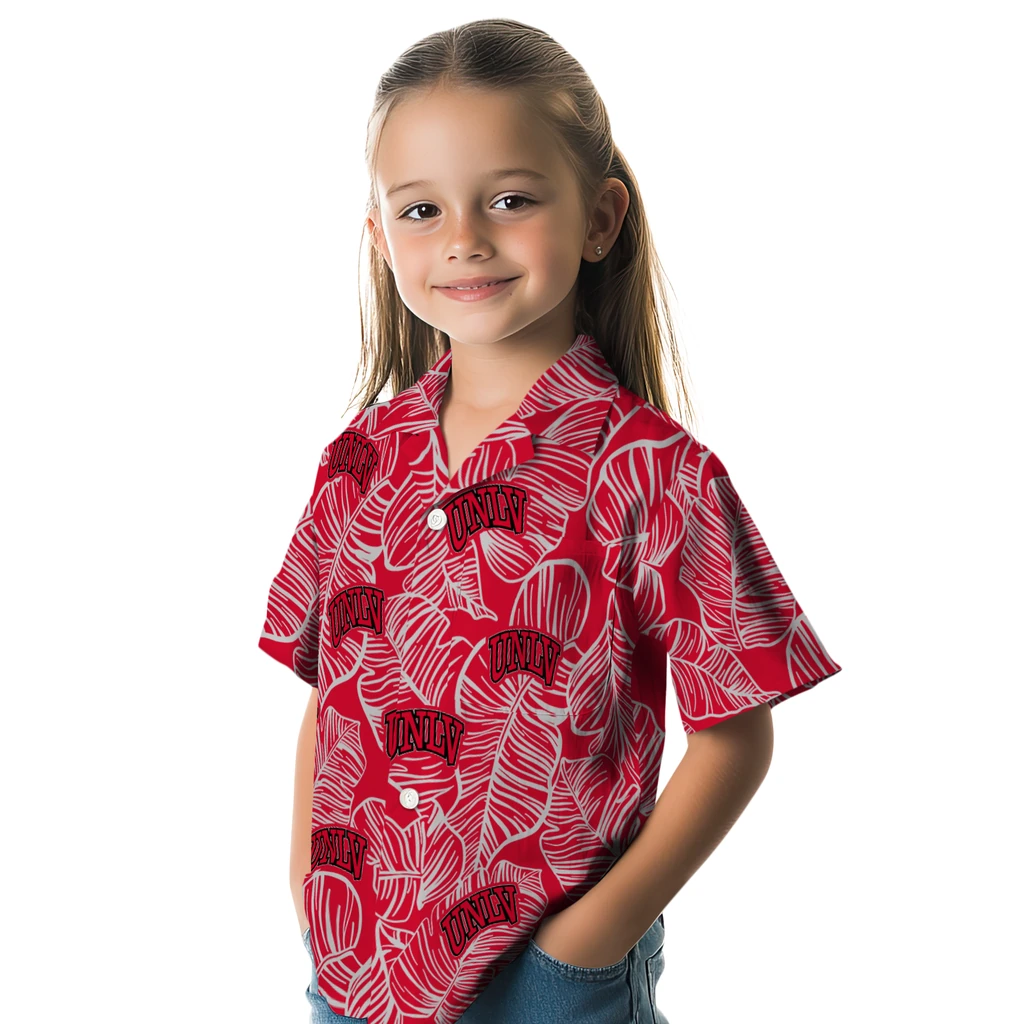 UNLV Rebels Hawaiian Shirt - Leaf Outline unlv rebels leaf outline red hawaiian shirts premium grade