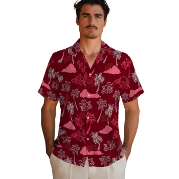 unlv rebels palm and clouds red hawaiian shirts fashion forward