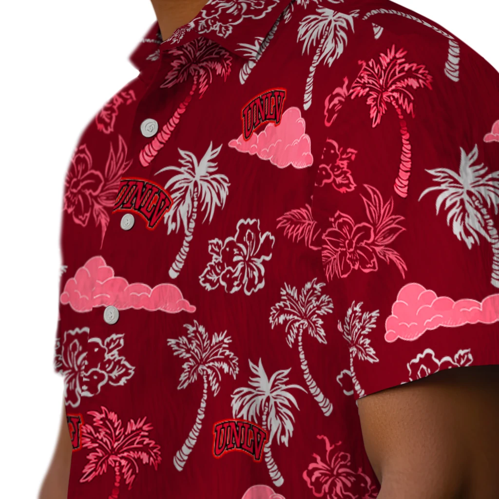 UNLV Rebels Hawaiian Shirt - Palm And Clouds unlv rebels palm and clouds red hawaiian shirts trendy