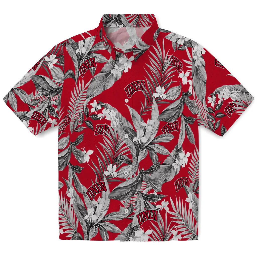 UNLV Rebels Hawaiian Shirt - Palm Leaves unlv rebels palm leaves red hawaiian shirts best selling
