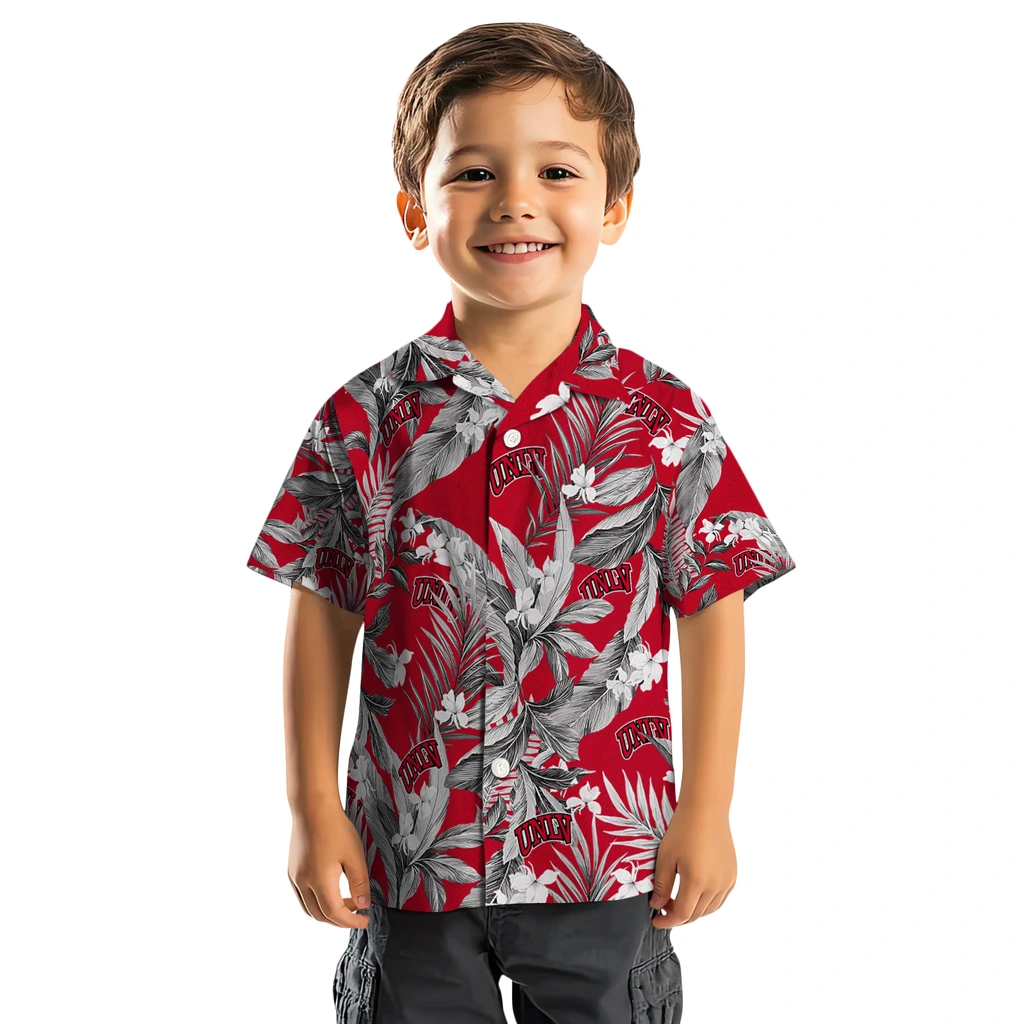 UNLV Rebels Hawaiian Shirt - Palm Leaves unlv rebels palm leaves red hawaiian shirts top rated