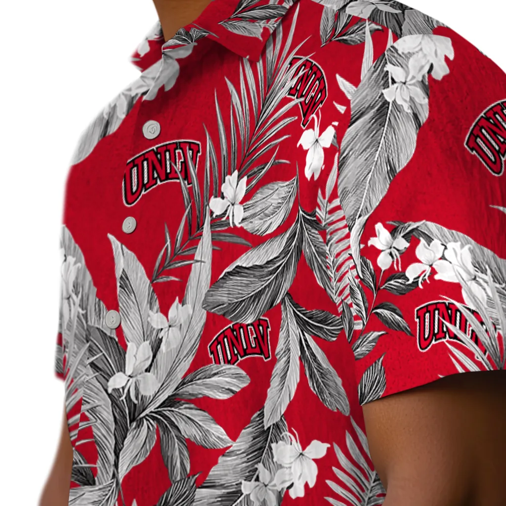 UNLV Rebels Hawaiian Shirt - Palm Leaves unlv rebels palm leaves red hawaiian shirts trendy