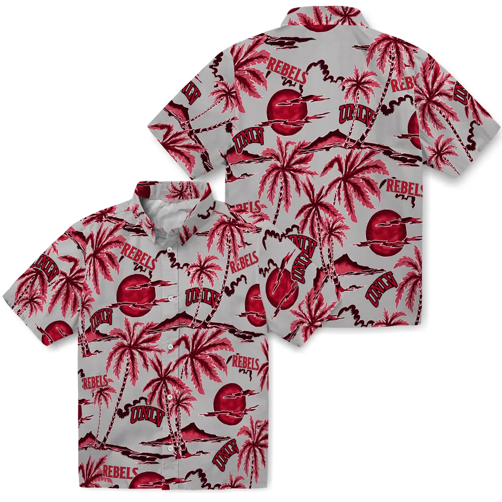 UNLV Rebels Hawaiian Shirt - Palm Sunset unlv rebels palm sunset hawaiian shirts high quality