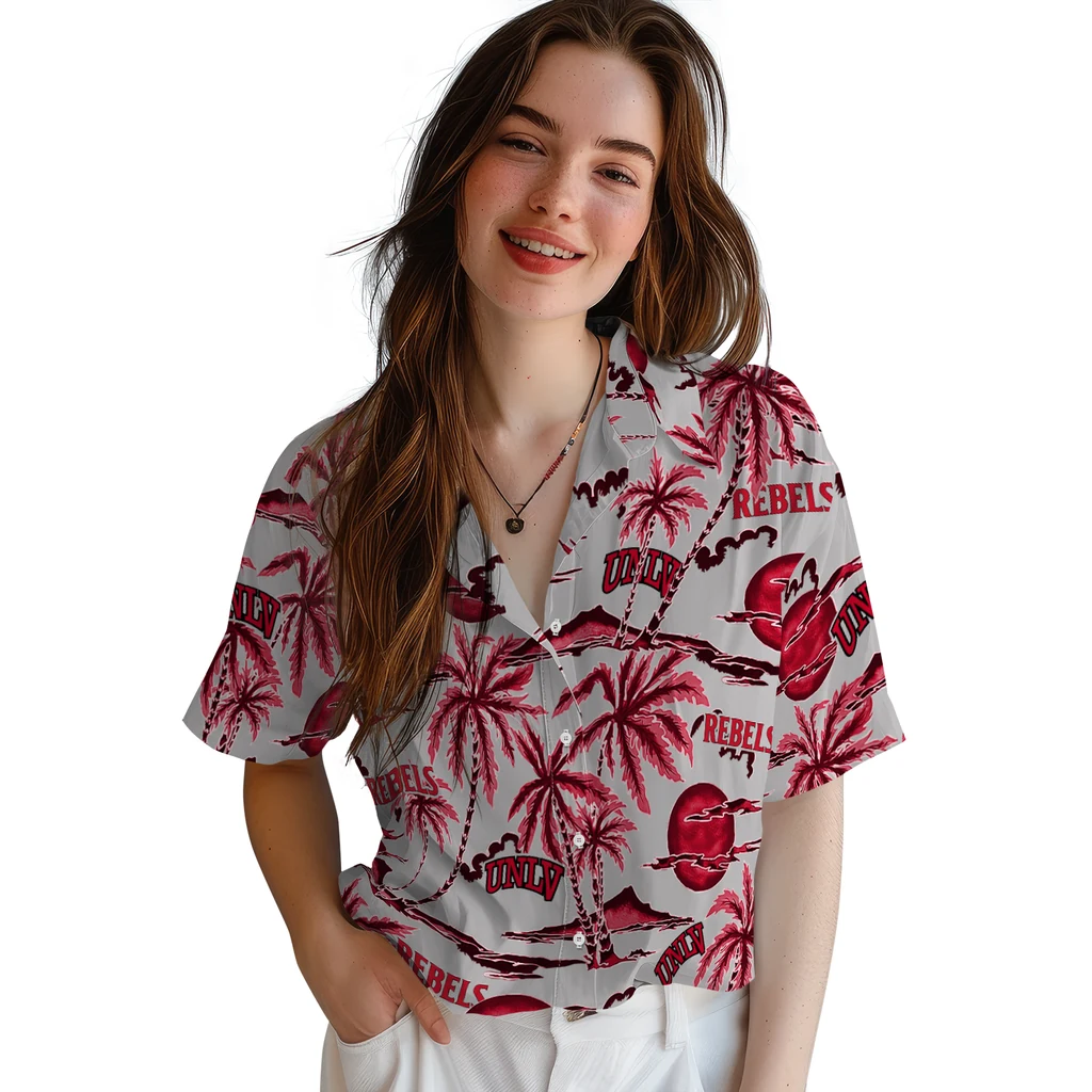 UNLV Rebels Hawaiian Shirt - Palm Sunset unlv rebels palm sunset hawaiian shirts latest model