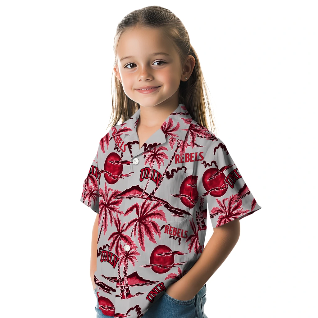 UNLV Rebels Hawaiian Shirt - Palm Sunset unlv rebels palm sunset hawaiian shirts premium grade
