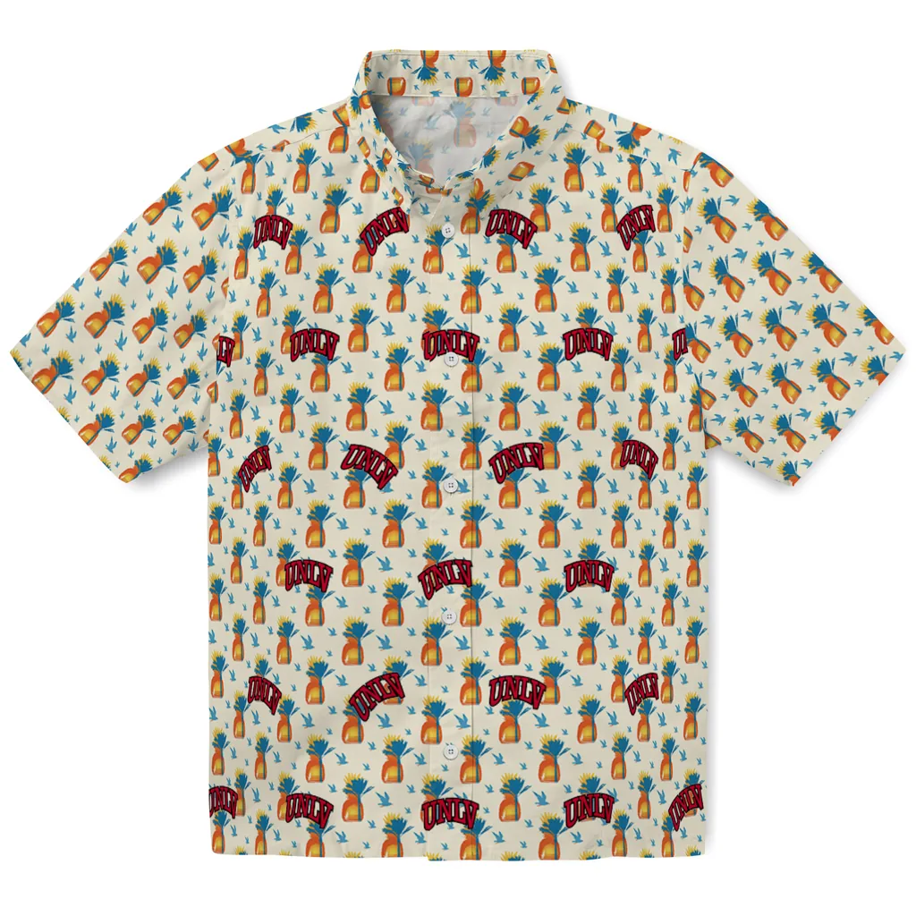 UNLV Rebels Hawaiian Shirt - Pineapple Delight unlv rebels pineapple delight beige hawaiian shirts best selling