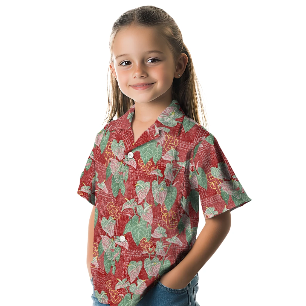 USC Trojans Hawaiian Shirt - Anthurium Overlay usc trojans anthurium overlay red hawaiian shirts premium grade