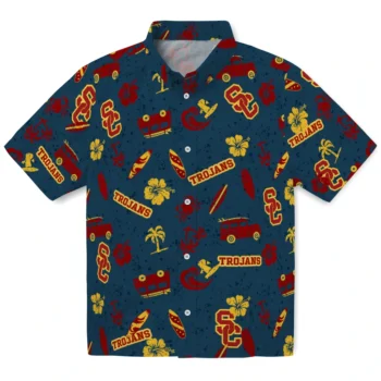 usc trojans beach vibe navy hawaiian shirts best selling