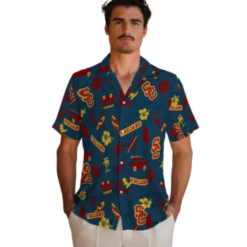 usc trojans beach vibe navy hawaiian shirts fashion forward