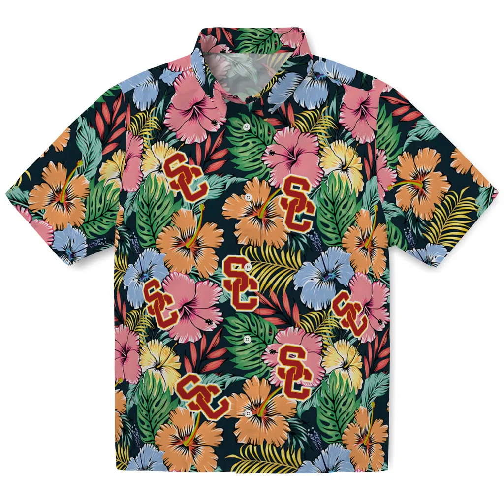USC Trojans Hawaiian Shirt - Brilliant Hibiscus Garden usc trojans brilliant hibiscus garden hawaiian shirts best selling