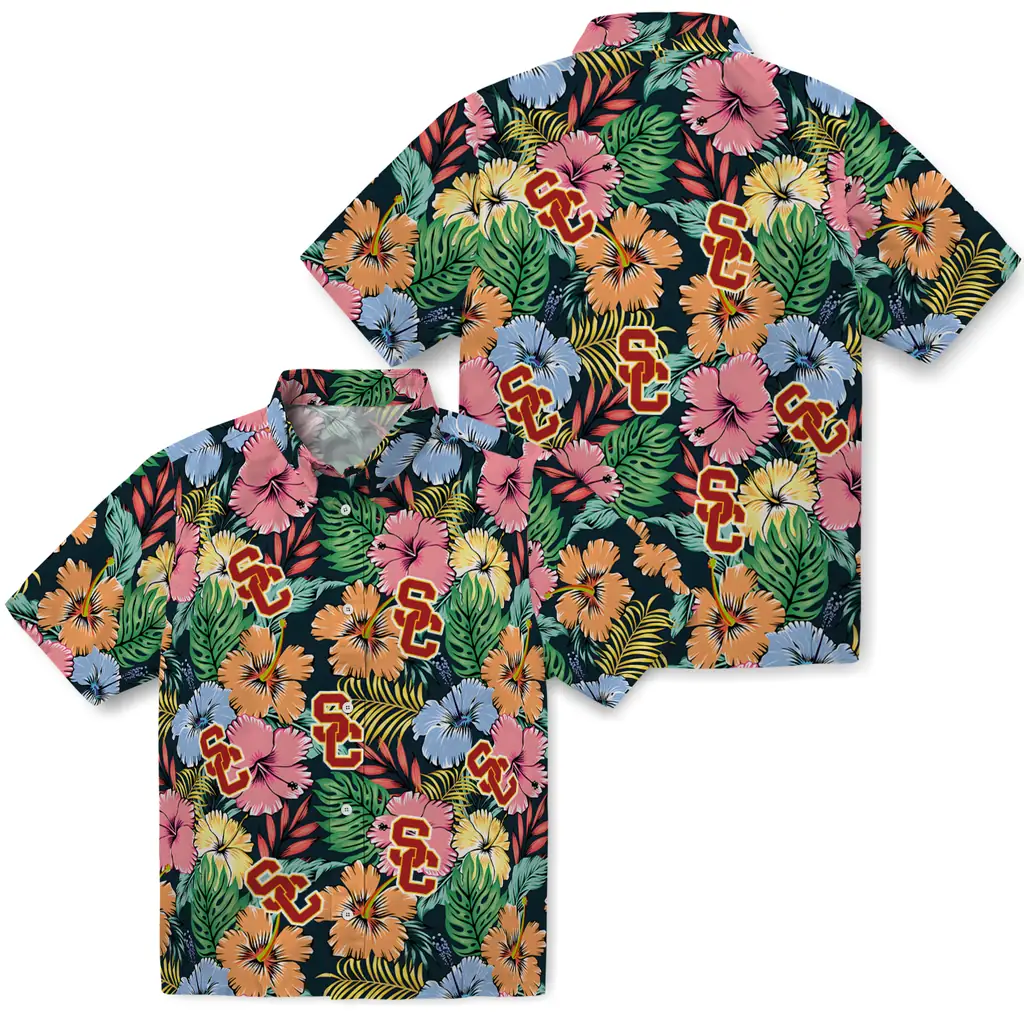 USC Trojans Hawaiian Shirt - Brilliant Hibiscus Garden usc trojans brilliant hibiscus garden hawaiian shirts high quality