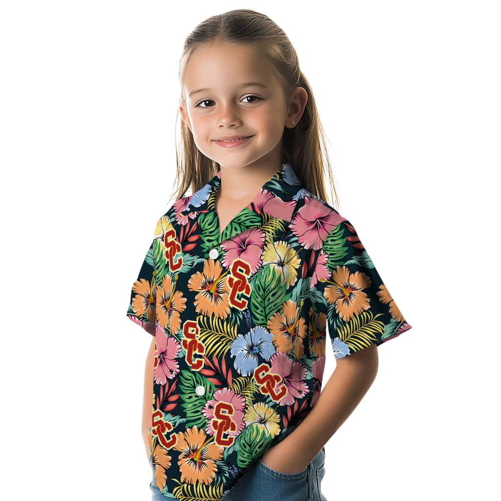 USC Trojans Hawaiian Shirt - Brilliant Hibiscus Garden usc trojans brilliant hibiscus garden hawaiian shirts premium grade