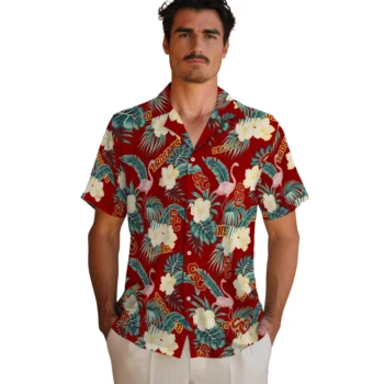 usc trojans flamingo palms red hawaiian shirts fashion forward