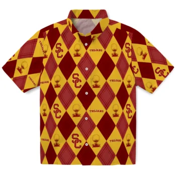 usc trojans balloon plaid red hawaiian shirts best selling