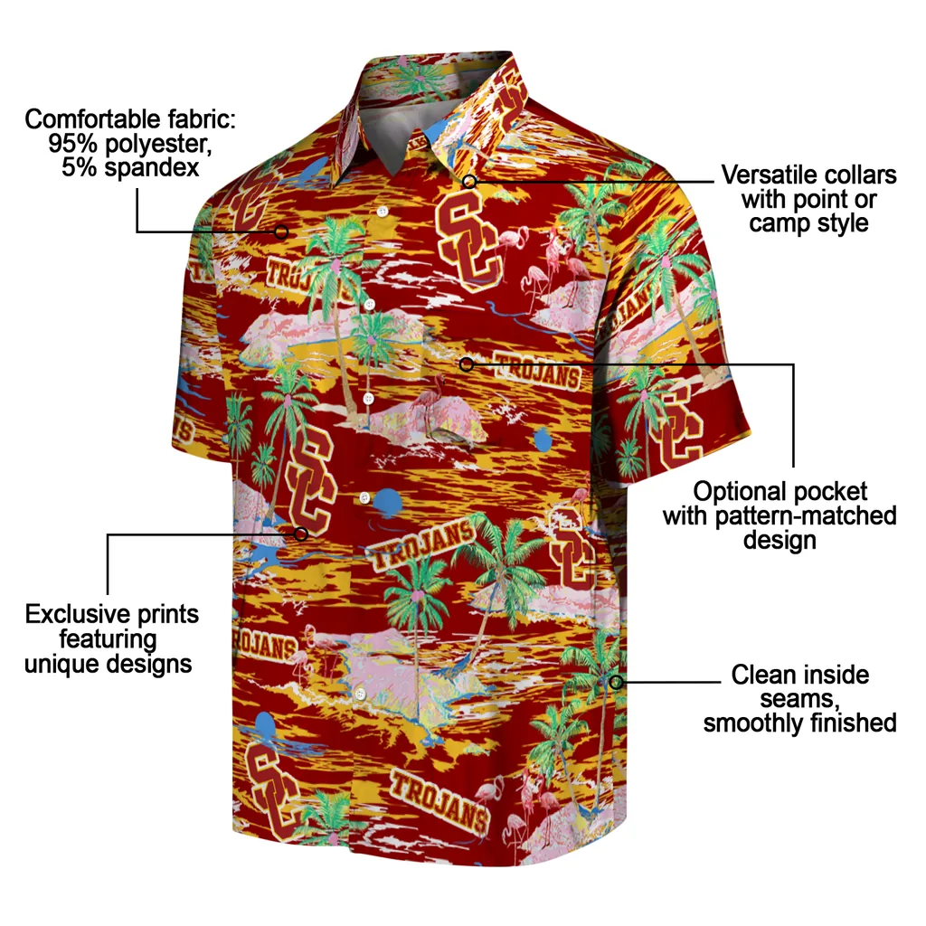 USC Trojans Hawaiian Shirt - Hawaii Island usc trojans flamingo retreat red hawaiian shirts new arrival